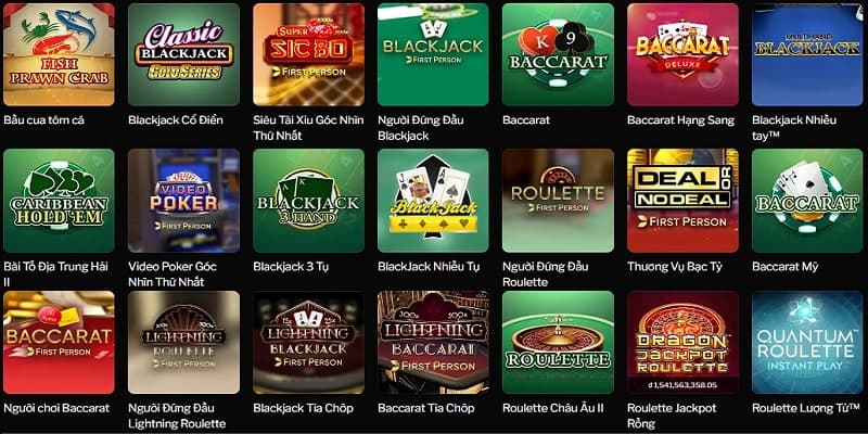 Điểm danh các trò chơi hấp dẫn tại Casino 188Bet